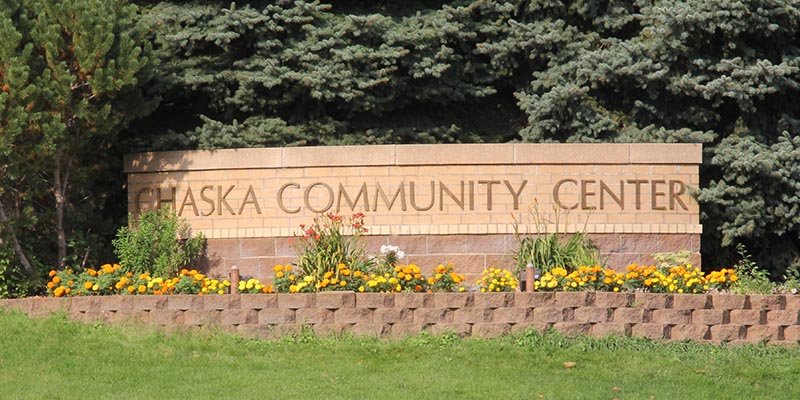 Sign of Chaska Community Center in Chaska, Minnesota
