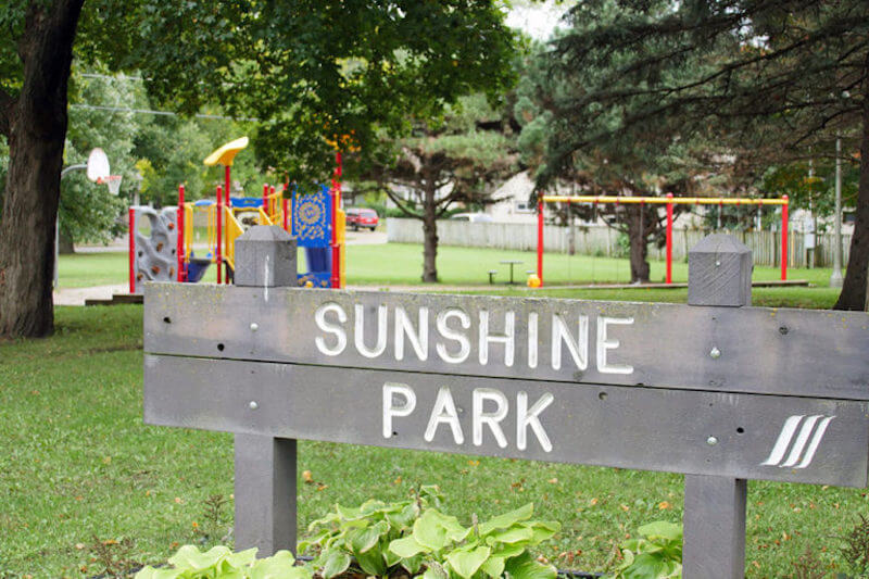 Sign of Sunshine Park in St. Louis Park, Minnesota