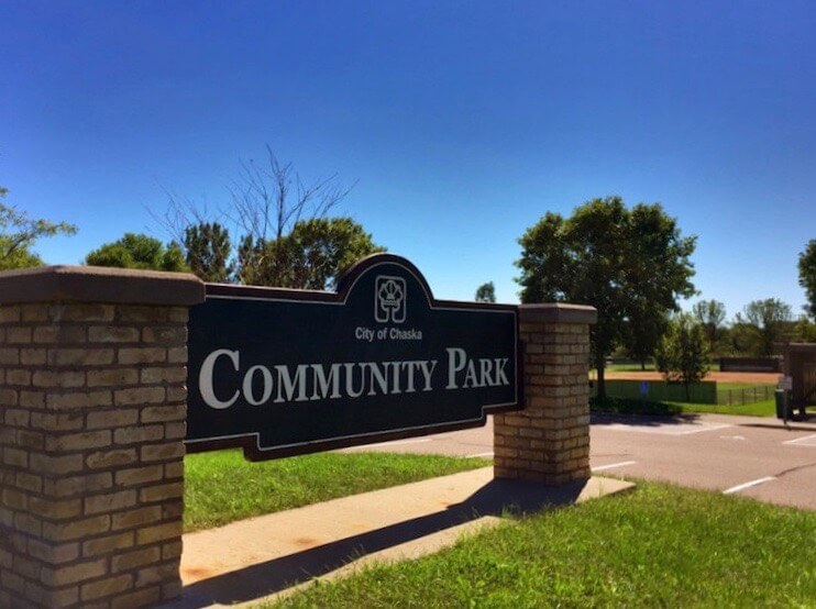 Sign of Community Park in Chaska, Minnesota