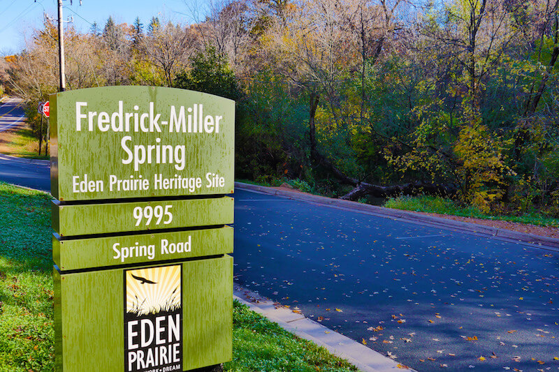 Sign of Fredrick-Miller Spring in Eden Prairie, Minnesota