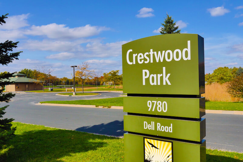 Sign of Crestwood Park in Eden Prairie, Minnesota