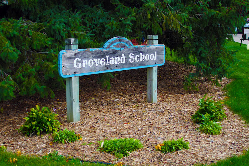 Sign of Groveland School in Minnetonka