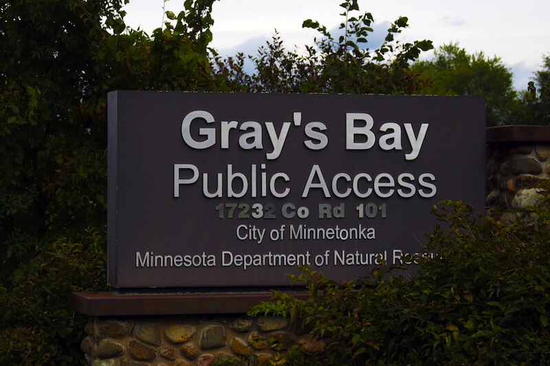 Sign of Gray's Bay Public Access in Minnetonka