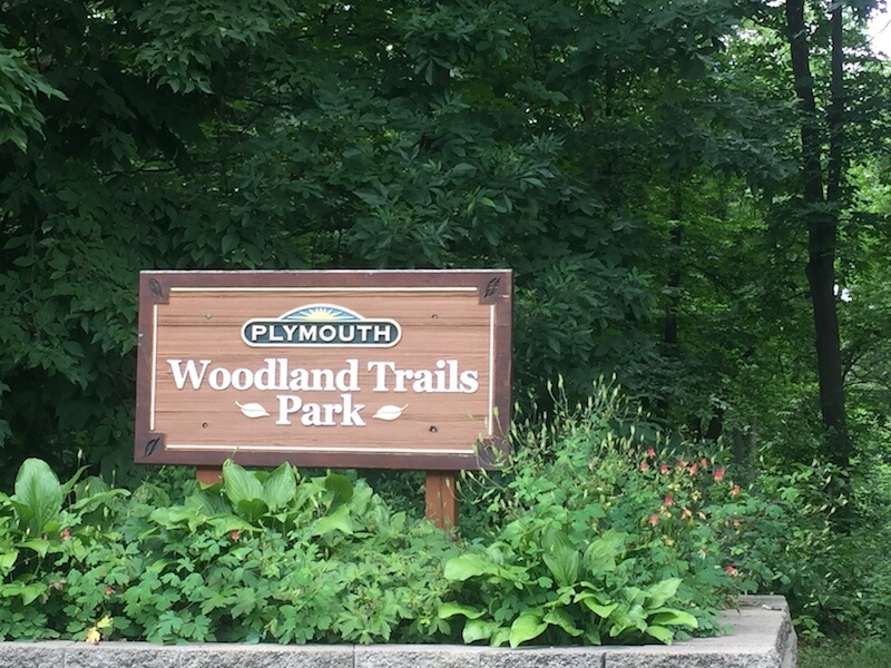 Woodland Trails Park Sign in Plymouth, Minnesota